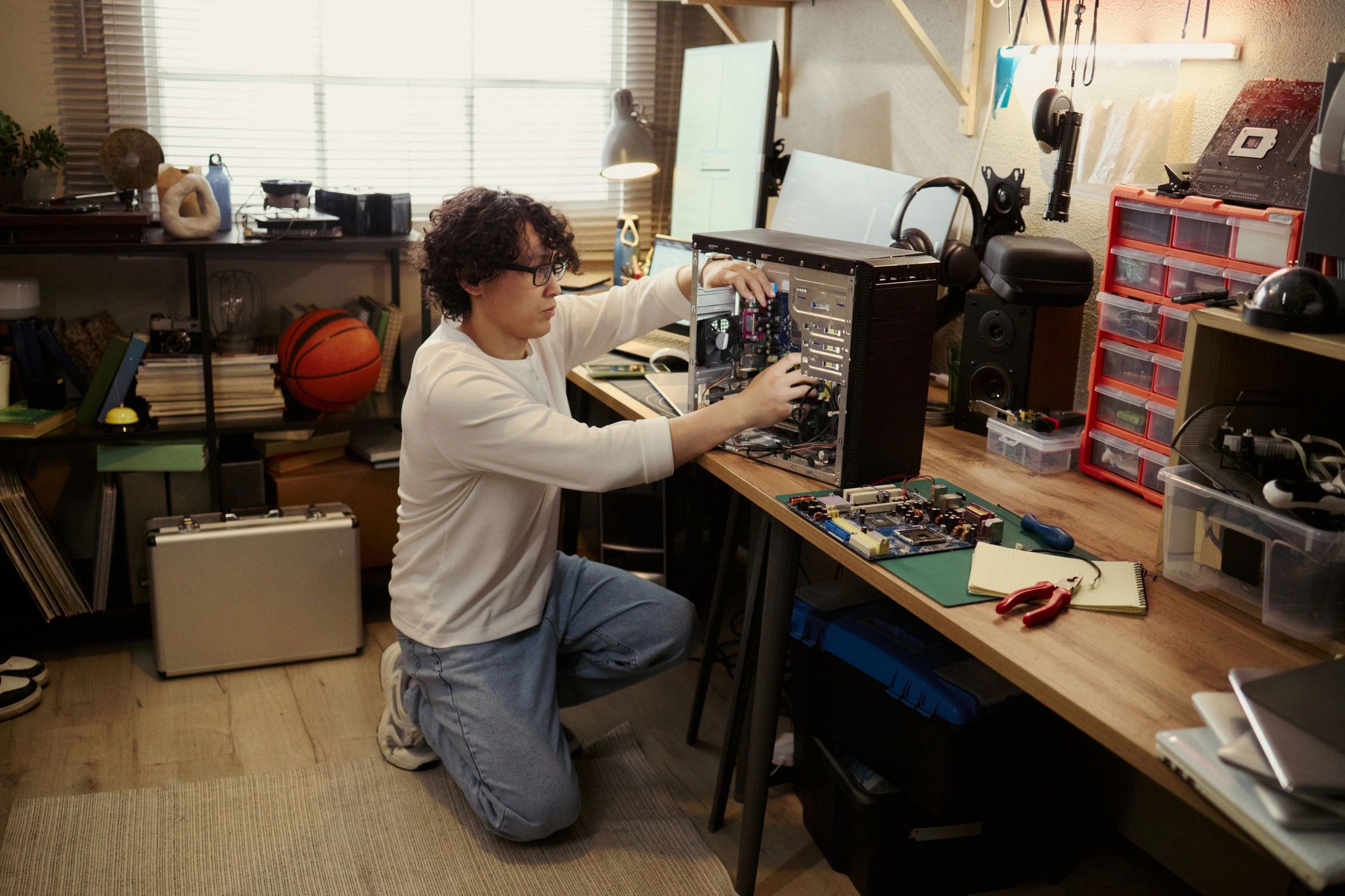 Technician providing computer and network support